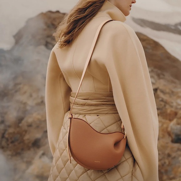 Polene Handbags - Polene Tan Leather Crescent Shoulder Bag TONCA